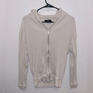 White fox boutique beige zip up hoodie